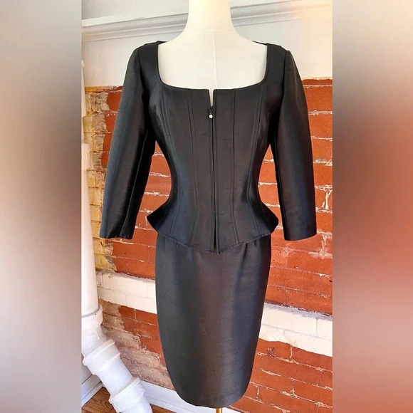 Rickie Freeman for Teri Jon Dresses & Skirts - Rickie Freeman for Teri Jon Silk Wool Blend Skirt Suit Corset Zip Front